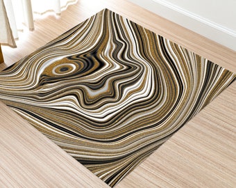 White Marble Rug, Gold Marble Rug, Contemporary Rug, Luxury Marble Rug, Modern Rug, Car Mat, 3D Printeds Rug, Kitchen Rugs, Salon Decor Rug,