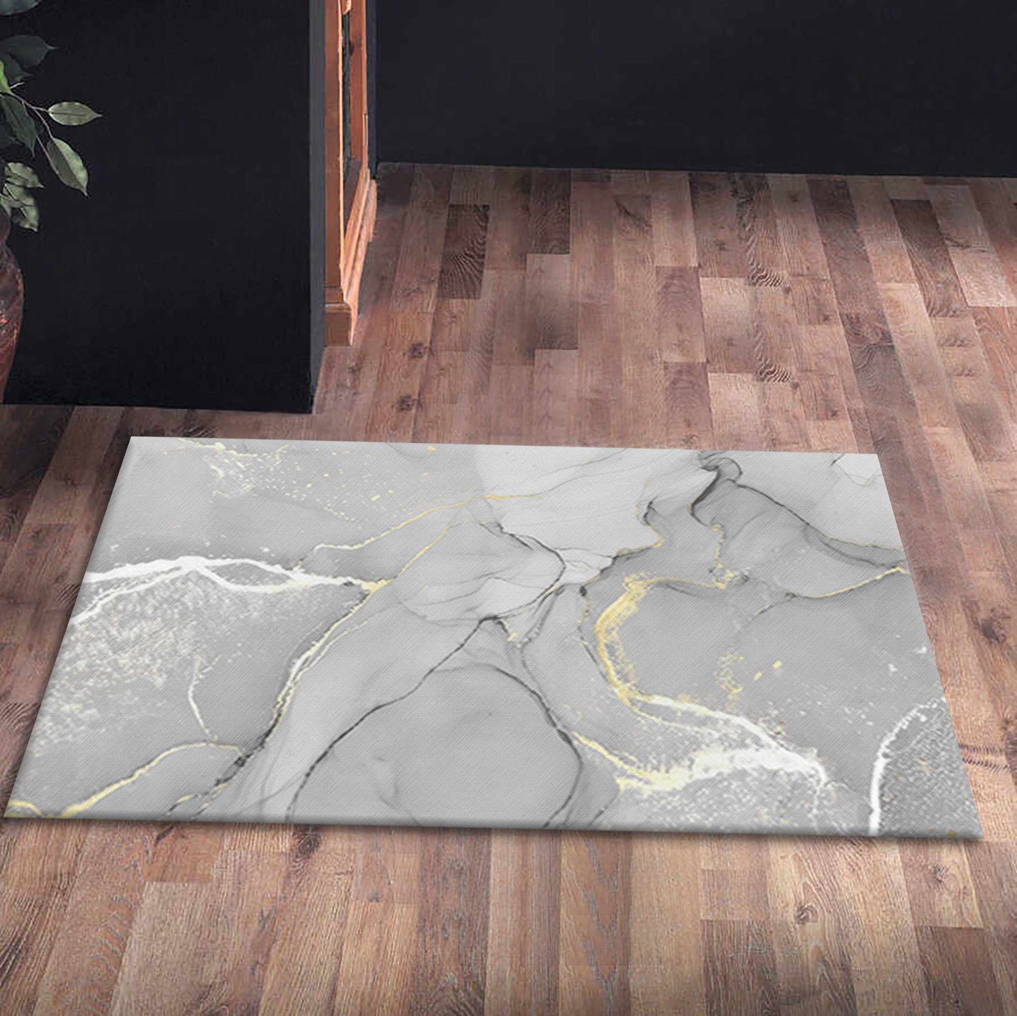 Gray and Gold Marble Rug Modern Marble Rugs Gold Marble Etsy
