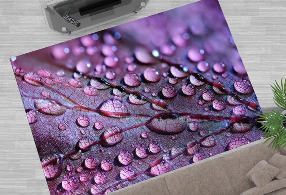 Purple Leaf and Water Drops Rugs, Leaf Rugs, Water Drops Rugs, Botanical Rugs, Office Rug, Car Mat, Kitchen Rug, Entryway Rug,