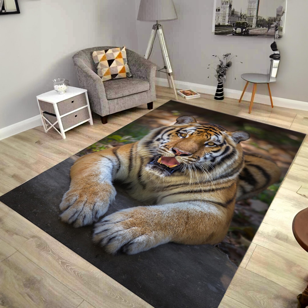 Tiger Rug, Big Cat Rug, Wildlife Rug, Animal Rug, Housewarming Gift ...