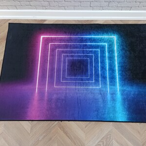 Neon Light Rug, Light Bridge Rugs, Light Portal Rugs, Modern Rugs, Bridesmaid Gift, Salon Decor Rug, Gift For Her, Easy To Clean Rug,