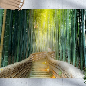 Alfombra Bosque de Bambú, Alfombra Paisaje, Alfombra Kioto, Alfombra de Área, Regalo para Él, Alfombra Antideslizante, Alfombra para Dormitorio, Alfombra Lavable a Máquina, Alfombra Fácil de Limpiar, imagen 1
