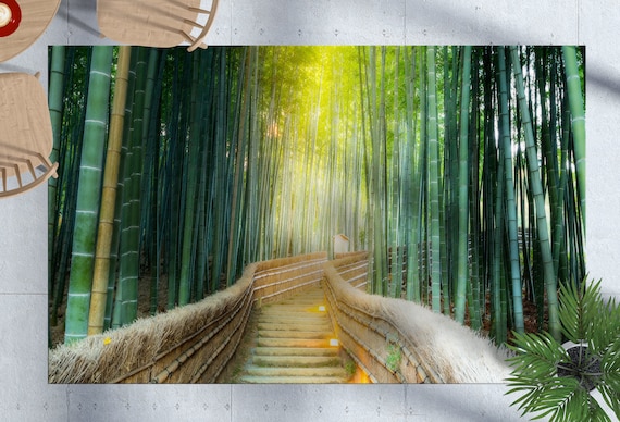Bamboo Forest Rug, Landscape Rug, Kyoto Rug, Area Rug, Gift For Him, Non-Slip Carpet, Bedroom Rug, Machine Washable Rug, Easy To Clean Rug,