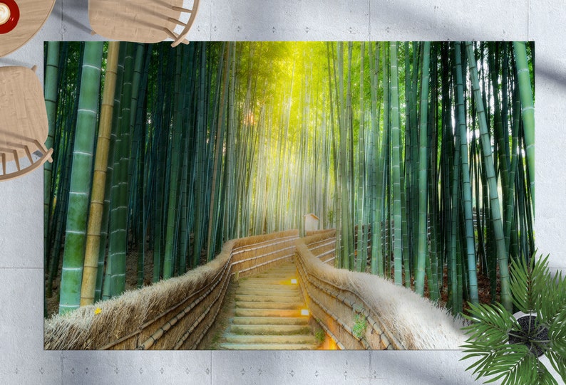 Alfombra Bosque de Bambú, Alfombra Paisaje, Alfombra Kioto, Alfombra de Área, Regalo para Él, Alfombra Antideslizante, Alfombra para Dormitorio, Alfombra Lavable a Máquina, Alfombra Fácil de Limpiar, imagen 1