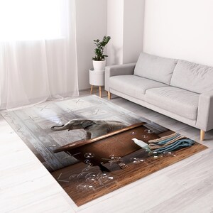 Cute Elephant Rug, Elephant Bathroom Rug, Elephant Rug, Animal Rug, Stair Rug, 3D Printeds Rug, Popular Rug, Step Rug, Cool Rug, Bath Decor, image 2