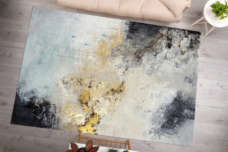 Plaster Rug Gray and Gold Plaster Rugs, Gray Rugs, Gold Rug, Modern Rugs, Entry Rug ...