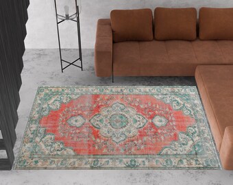 Living Room Rug, Vintage Style Rug, Turquoise Rug, Bohemian Rug, Turkish Rug, Large Rug, Dining Room Rug, Accent Rug, Hallway Rug, Gift Rug,