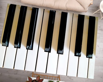 Piano Keys Rugs, Black Rug, Piano Rug, Music Room Rugs, Black and White Rug, Dining Room Rug, Bridesmaid Gift, Classic Rug, Kitchen Rug,