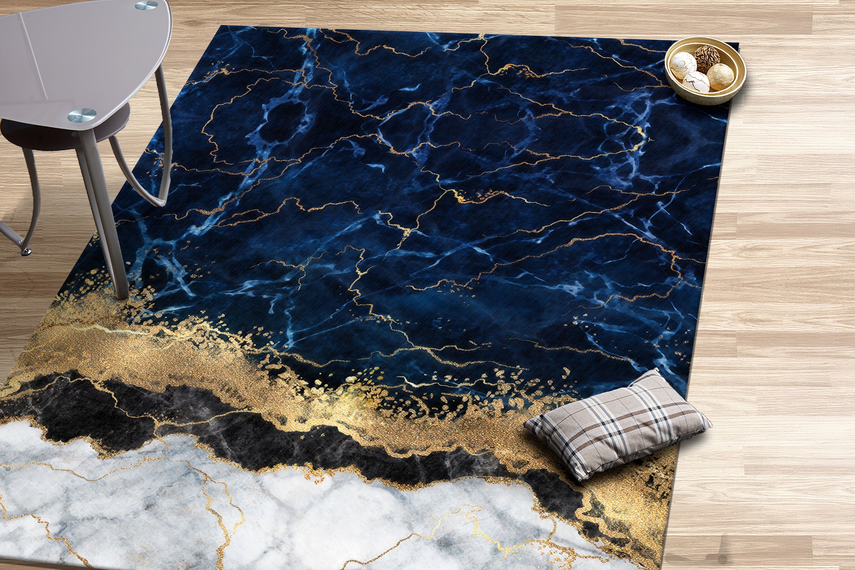 Blue Marble Rug Pattern Navy Blue Marble Rug, Blue Marble Rug, Gold Marble Rugs, Marble Rug ...