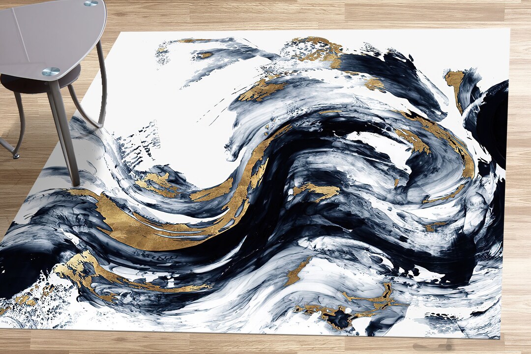 Black Marble Rug Gold Marble Rug White Marble Rugs Modern Etsy