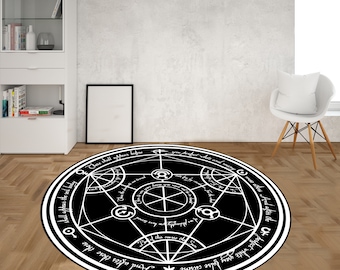 FMA Transmutation Rugs, Full Metal Transmutation Rugs, FMA Rugs, Modern Rugs, Entry Rug, Living Room Rug, Easy To Clean Rug, Salon Rug,