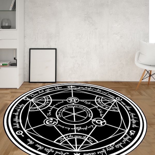 FMA Transmutation Rugs, Full Metal Transmutation Rugs, FMA Rugs, Modern Rugs, Entry Rug, Living Room Rug, Easy To Clean Rug, Salon Rug,