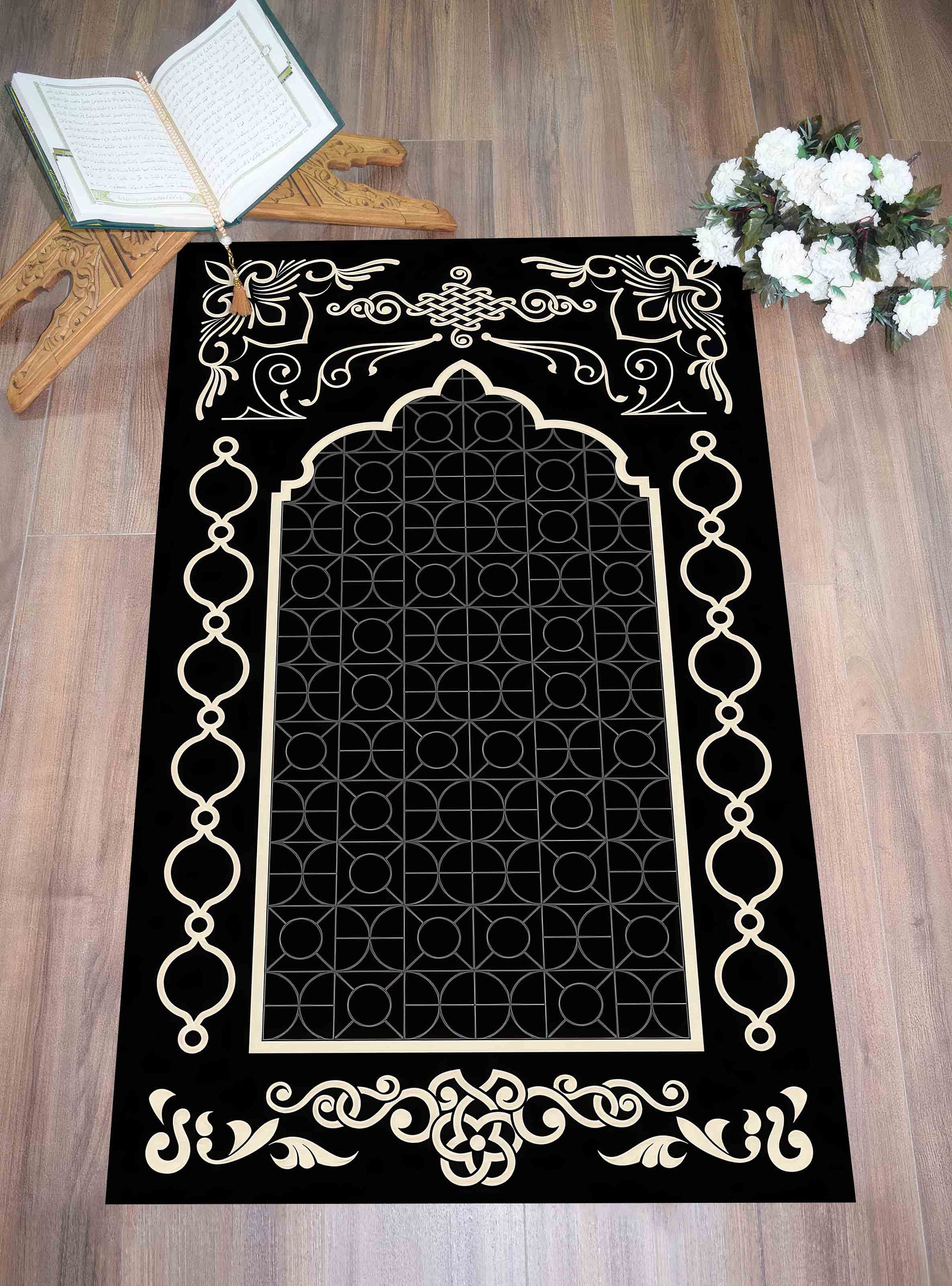 Custom Prayer Rugs Black Prayer Rugs, Custom Prayer Rugs, Black Prayer, Muslim Home Gift ...