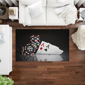 Tappeti per carte da gioco, Tappeto per sala da gioco, Tappeti da poker, Tappeti moderni, Tappeto per camera da letto, Regali personalizzati, Tappeto facile da pulire, Tappeto per decorazioni per la casa,