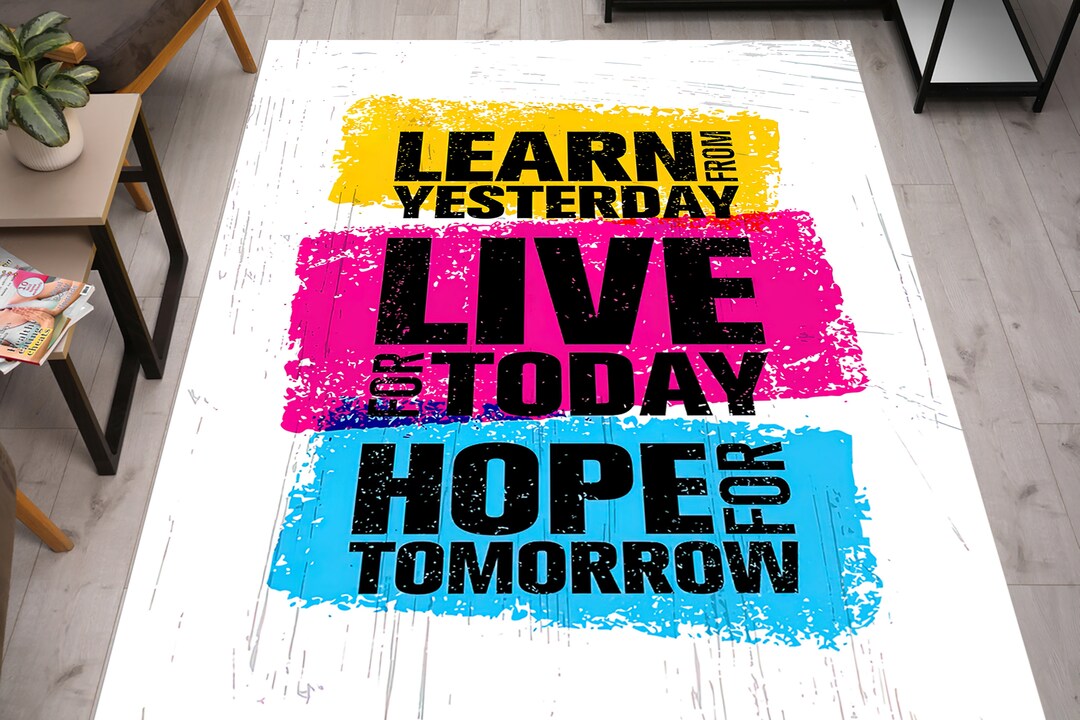 Positive Quote Rug, Colorful Rug, Workplace Rug, Gift for Him, Step Rug ...
