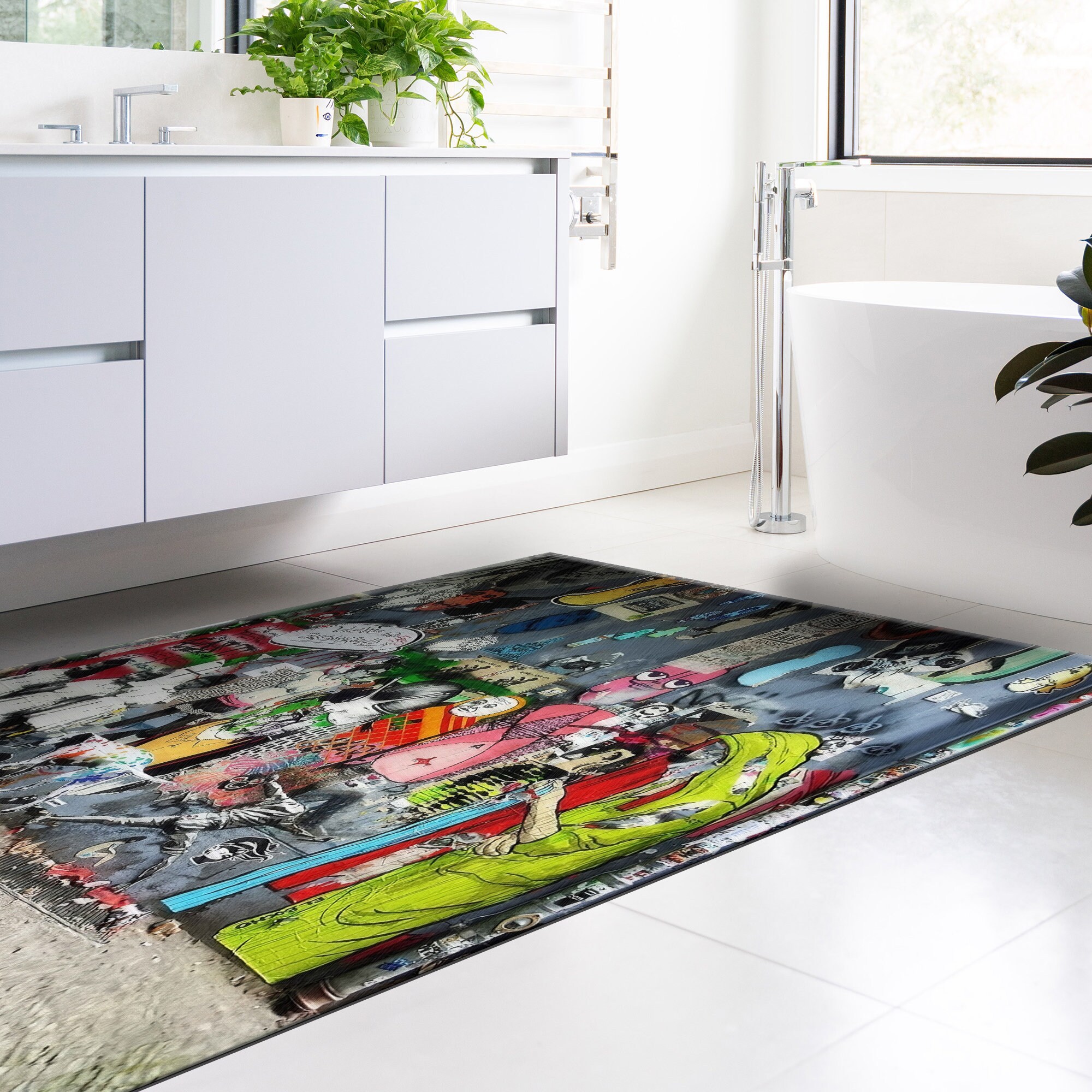 Banksy Graffiti Rug, Abstract Graffiti Rugs, Trendy Rugs, Boy Room Rugs ...