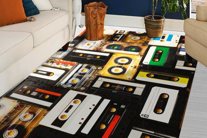 Retro Audio Cassette Rug, Audio Cassette Rugs, Vintage Cassette Rugs, Music Room Rug, Indoor Rug, Soft Rug, Cool Rug, Personalized Gifts, image 6