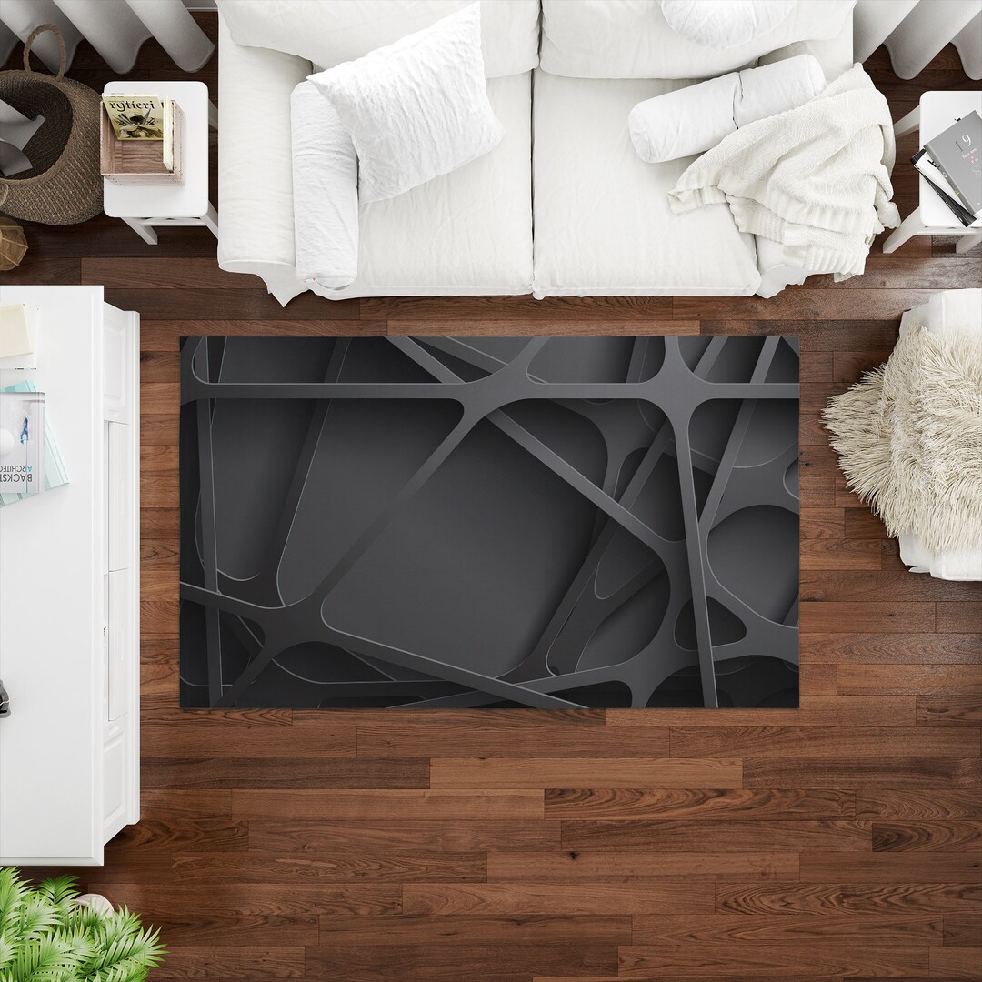 Fashion Rug 3D Effect Black Rugs, Fashion Rug, Abstract Black Rug, Modern Rug ...