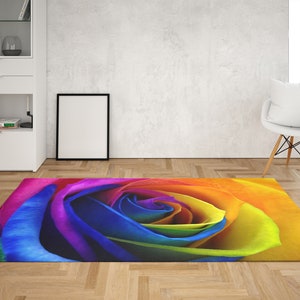 Bunter Rosenteppich, moderner Teppich, Rosenteppich, Blumenteppich, Küchenteppich, Geschenk für das Zuhause, Akzentteppich, runder Teppich,