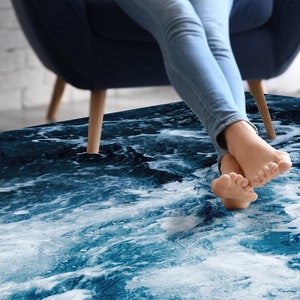 Ocean Waves Chenille Rug, Coastal Home Decor image 5