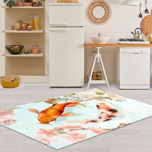 Japanese Koi Fish Rug, Zen Rug, Koi Rugs, Animal Rugs, Door Mat, Entry Rug, 3D Printed Rug, Bridesmaid Gift, Personalized Gifts, Trendy Rug, image 3