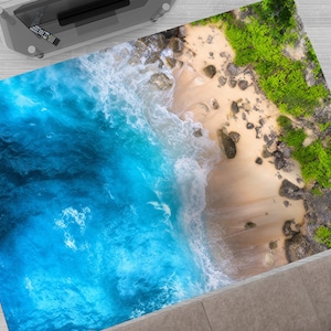 Zeelandschaptapijten, natuurlandschaptapijt, zeegezichttapijt, landschapstapijt, blauw tapijt, gangtapijt, 3D-geprinte tapijt, kusttapijt, decoratief tapijt,