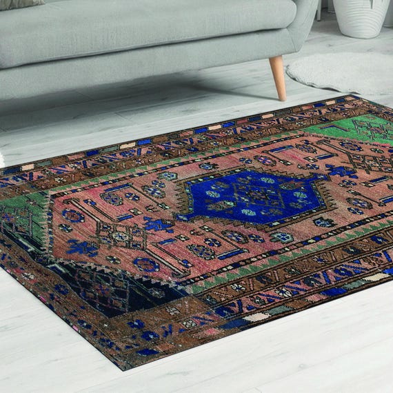 Autletich Rug Rug, Green Rug, Vintage Kilim Rugs, Bohemian Rug