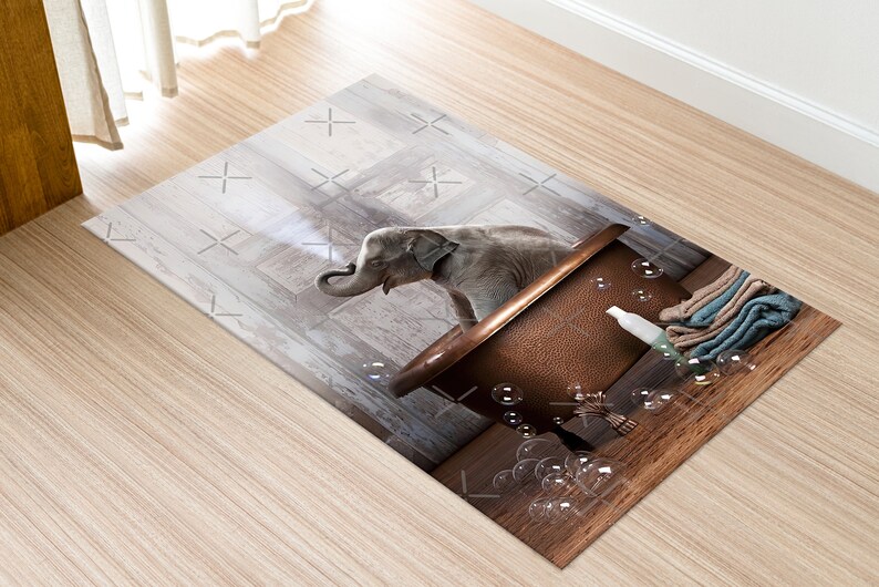 Cute Elephant Rug, Elephant Bathroom Rug, Elephant Rug, Animal Rug, Stair Rug, 3D Printeds Rug, Popular Rug, Step Rug, Cool Rug, Bath Decor, image 8