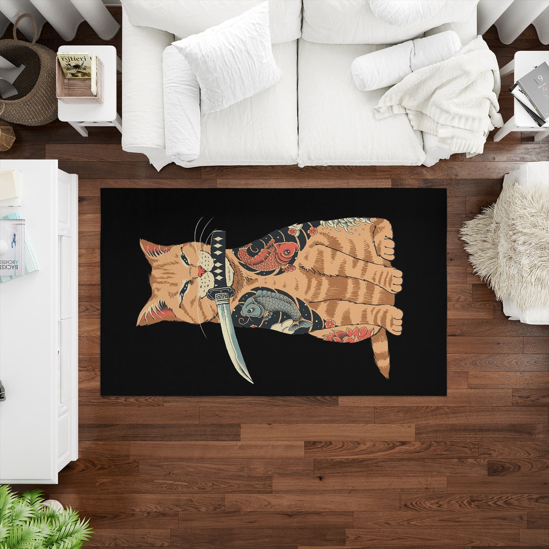 Anime Cat Rug, Japanese Rugs, Cat Rugs, Modern Rug, Car Mat, Non Slip ...