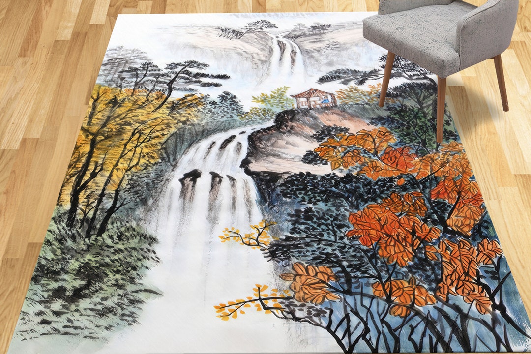 Waterfall Landscape Rugs, Japanese Rugs, Waterfall Rugs, Landscape Rugs ...