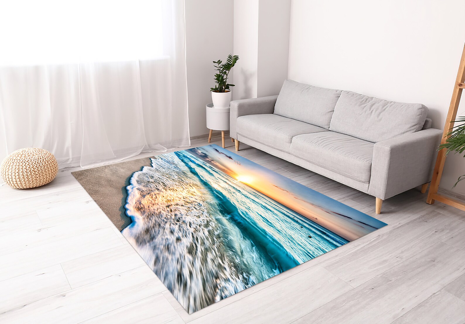 Sunset at the Ocean Rug, Sea View Rug, Beach View Rugs, Landscape Rugs ...