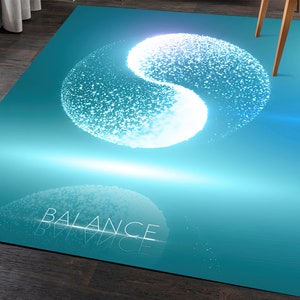 Balance Rug, Crystal Consciousness Rug, Blue Zen Circle Rugs, Positive Rug, Salon Rug, Gift For Her, Chenille Rug, Colorful Rug, Modern Rug,