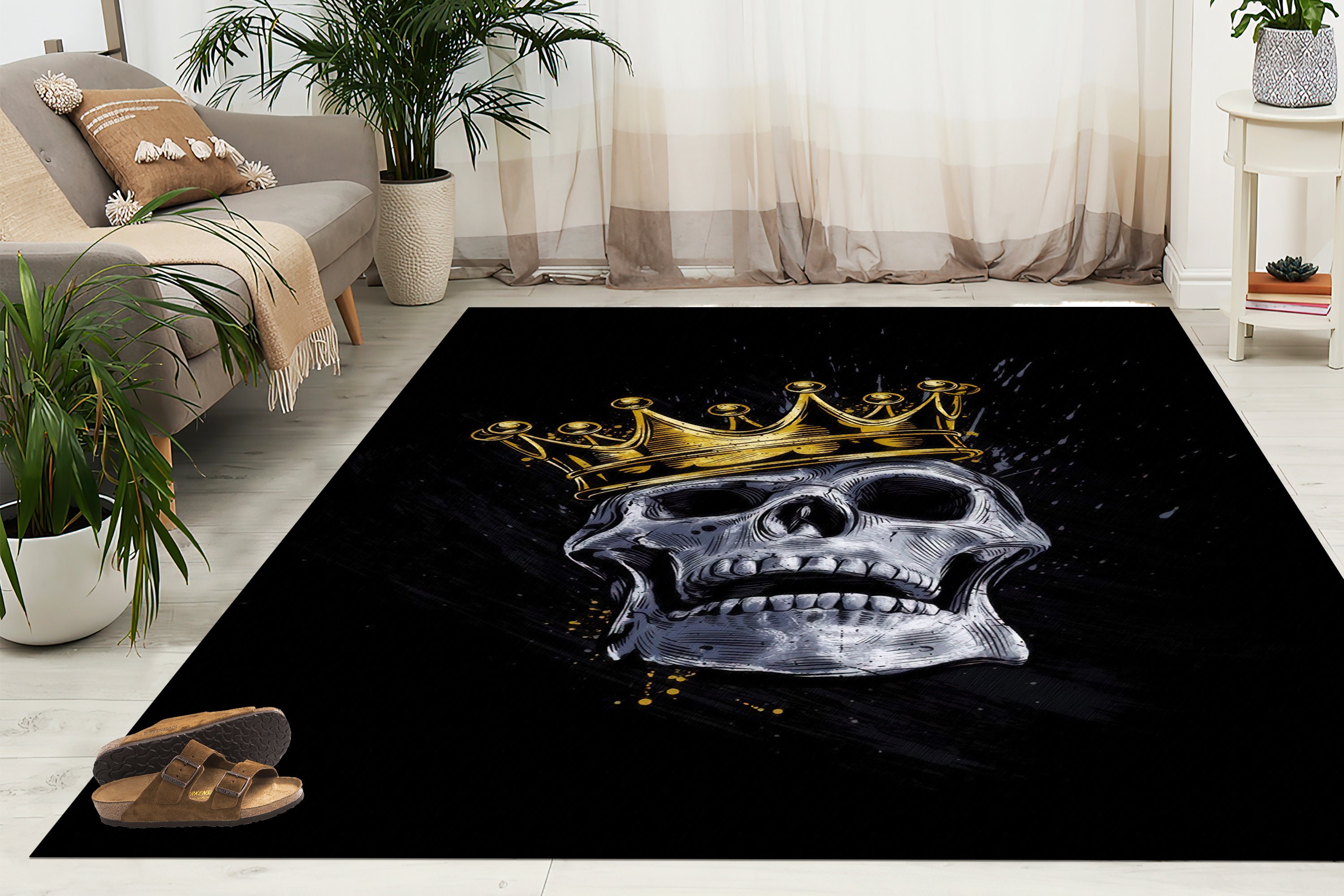 Black Skull Round Rug main image 1