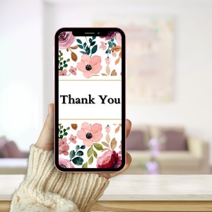 Digital Download Thank You Card, Flower Digital E-Card, Digital Thank You Card, Thank You E-Card, Flower Thank You Card, Instant Download zdjęcie 6