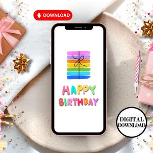 Birthday Phone Card, Colorful Gift Digital Birthday Card, Electronic Birthday Messages, Birthday Card, Birthday Gift Card, Birthday Rainbow