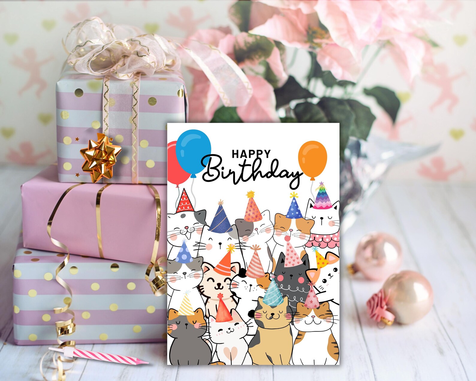 Cute Cats Birthday Card - Perfect for Cat Lovers, Printable Birthday ...