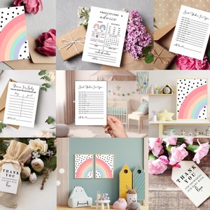 Babyparty vorhersagen und Ratschlagkarten - druckbare Babyvorhersagekarten - Babyvorhersagespielkarten - Babyzimmerposter, Dankesanhänger