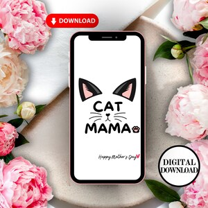 デジタルハッピーマザーズデーカード、母の日カード、ユニークな母の日電話カード、母の日電子カード、キャットママデジタルカード