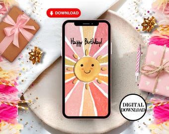 Digital Animated Birthday Card, Digital Happy Birthday Card, Electronic Birthday Messages,Digital Celebratory Cards,Sunny Birthday Card,Gift