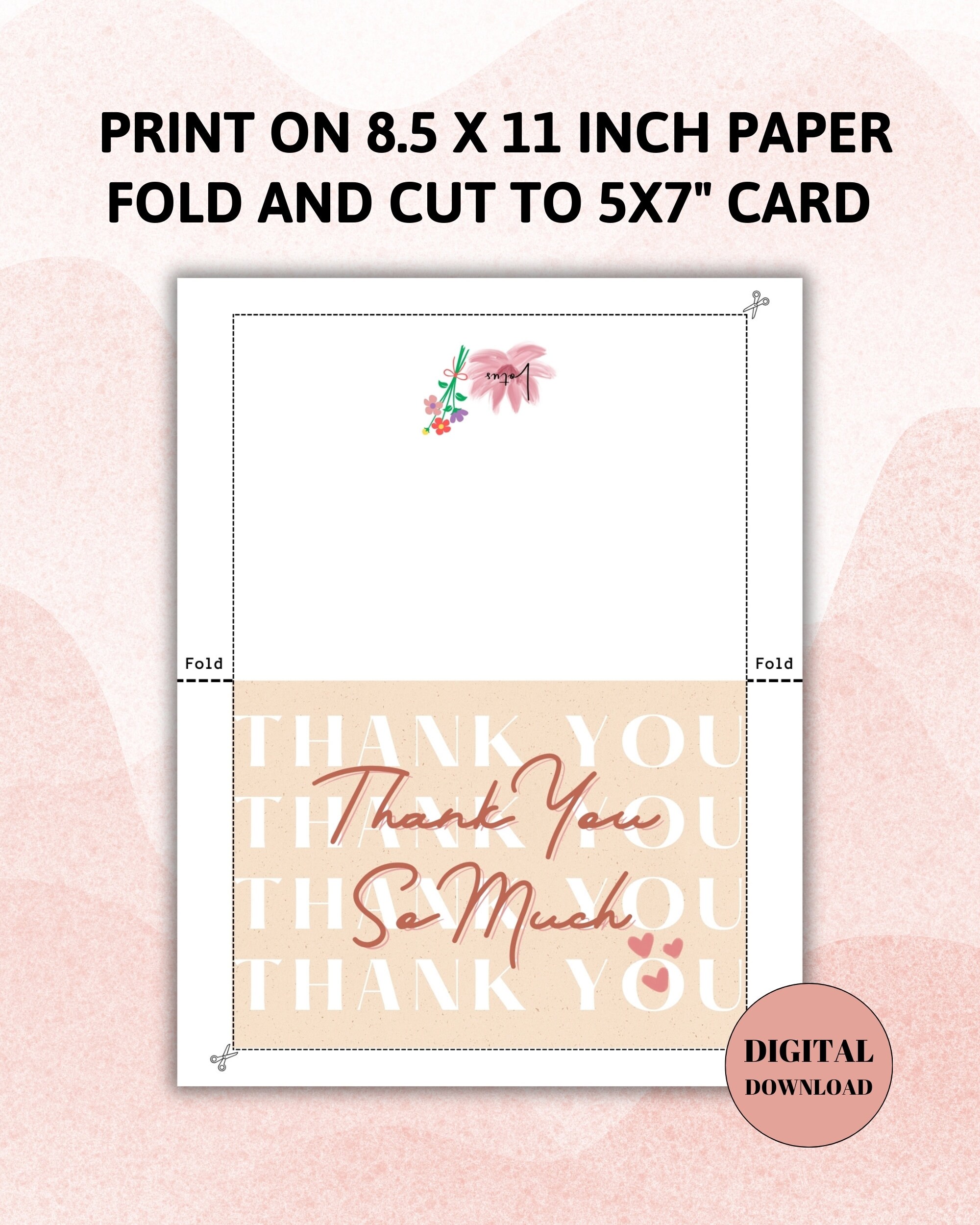 Printable Thank You Card, Downloadable Thank You Card, Simple Thank You ...