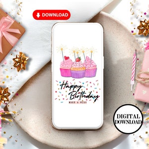 Digitale animierte Geburtstagskarte, digitale Geburtstagskarte, elektronische Geburtstagsmitteilungen, süße Geburtstagskarte, Cupcake-Geburtstagskarte, Cupcake-Geschenk