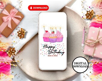 Animated Cupcake Birthday Card, Happy Birthday Digital Card, Instant Download Birthday Greeting, Colorful Minimalist Card, Birthday Gift