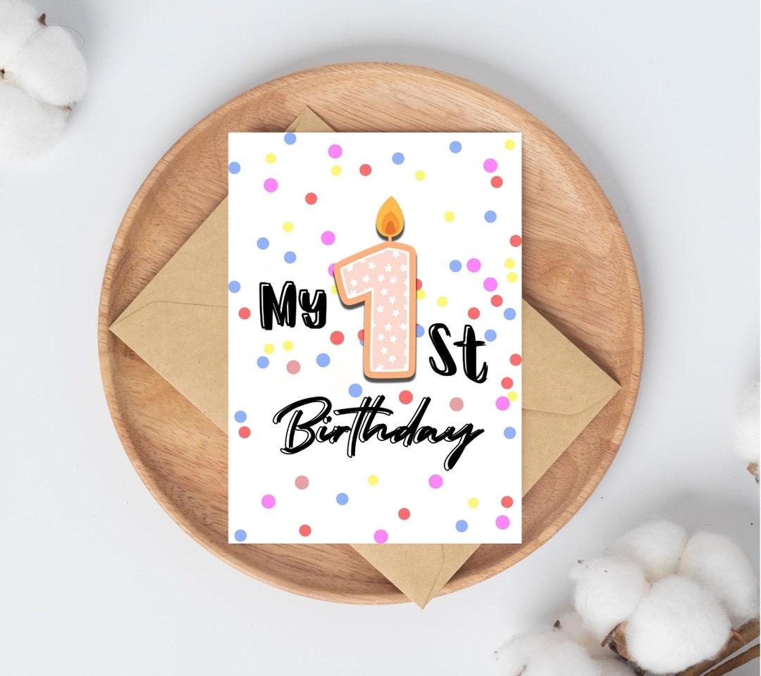 Printable Birthday Card for Kids, Phone Birthday Card, 1 St Birthday ...