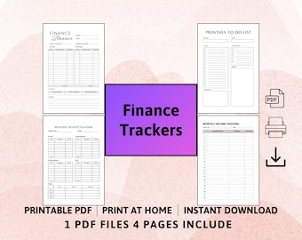 Printable Finance Trackers: Budget Planner, Income, To-Do List (A5 Journal PDF), Printable Planner Set A5, Finance Planner, Printable Set