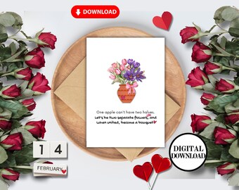 Printable Valentine's Day Card, Declare your love with this card, Romantic Digital Love Card, Digital Love Card, Bouquet Card