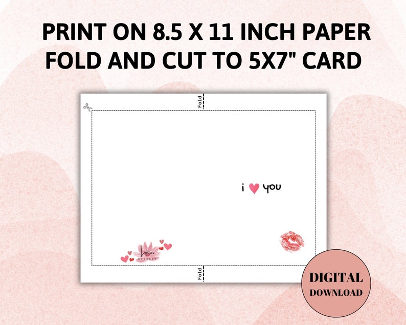 Printable Valentine's Day Card,Printable XOXO Valentine's Day Gift, Digital Download Valentine's Day Gift, XOXO Card, Kiss Love Card zdjęcie 9