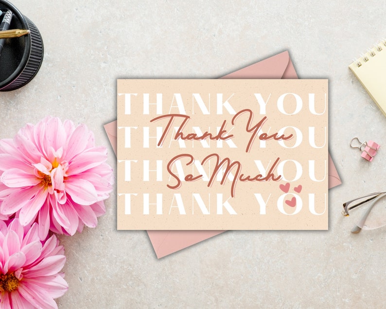 Printable Thank You Card, Downloadable Thank You Card, Simple Thank You ...