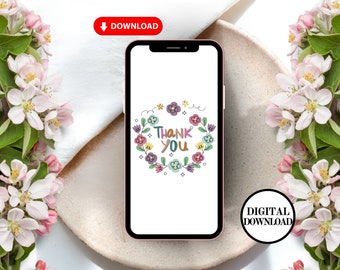 Digital Download Thank You Card, Flower Digital E-Card, Digital Thank You Card, Thank You E-Card, Flower Thank You Card