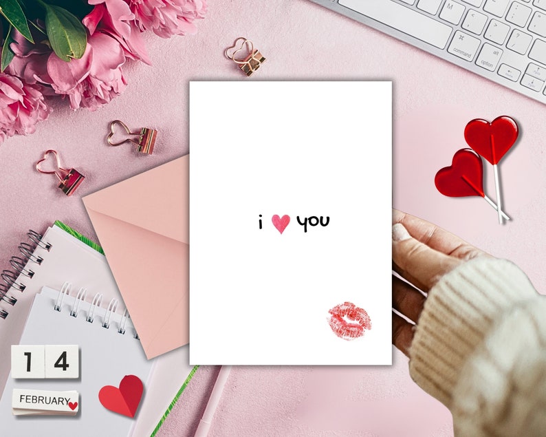 Printable Valentine's Day Card,Printable XOXO Valentine's Day Gift, Digital Download Valentine's Day Gift, XOXO Card, Kiss Love Card zdjęcie 5