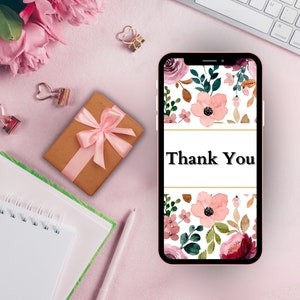 Digital Download Thank You Card, Flower Digital E-Card, Digital Thank You Card, Thank You E-Card, Flower Thank You Card, Instant Download zdjęcie 7